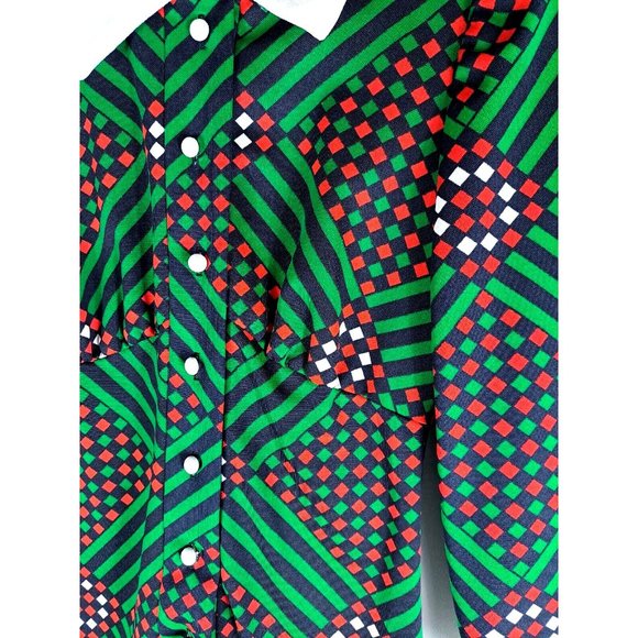 Womens Vintage Dress Maxi Polyester Christmas 1960s Geometric CM Coventry Medium - Picture 4 of 8